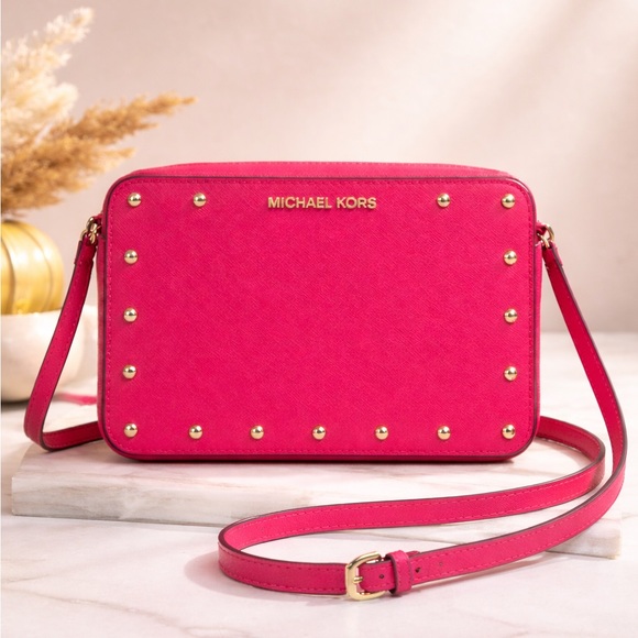 Michael Kors Handbags - Michael Kors Fuchsia Crossbody Bag with Gold Accents